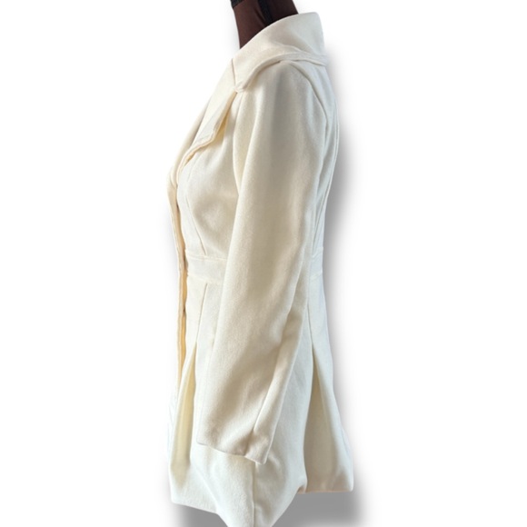 Women Coat, Elegant Cream Double-Breasted Fall Jacket, Christmas Coat, Winter - Picture 10 of 13